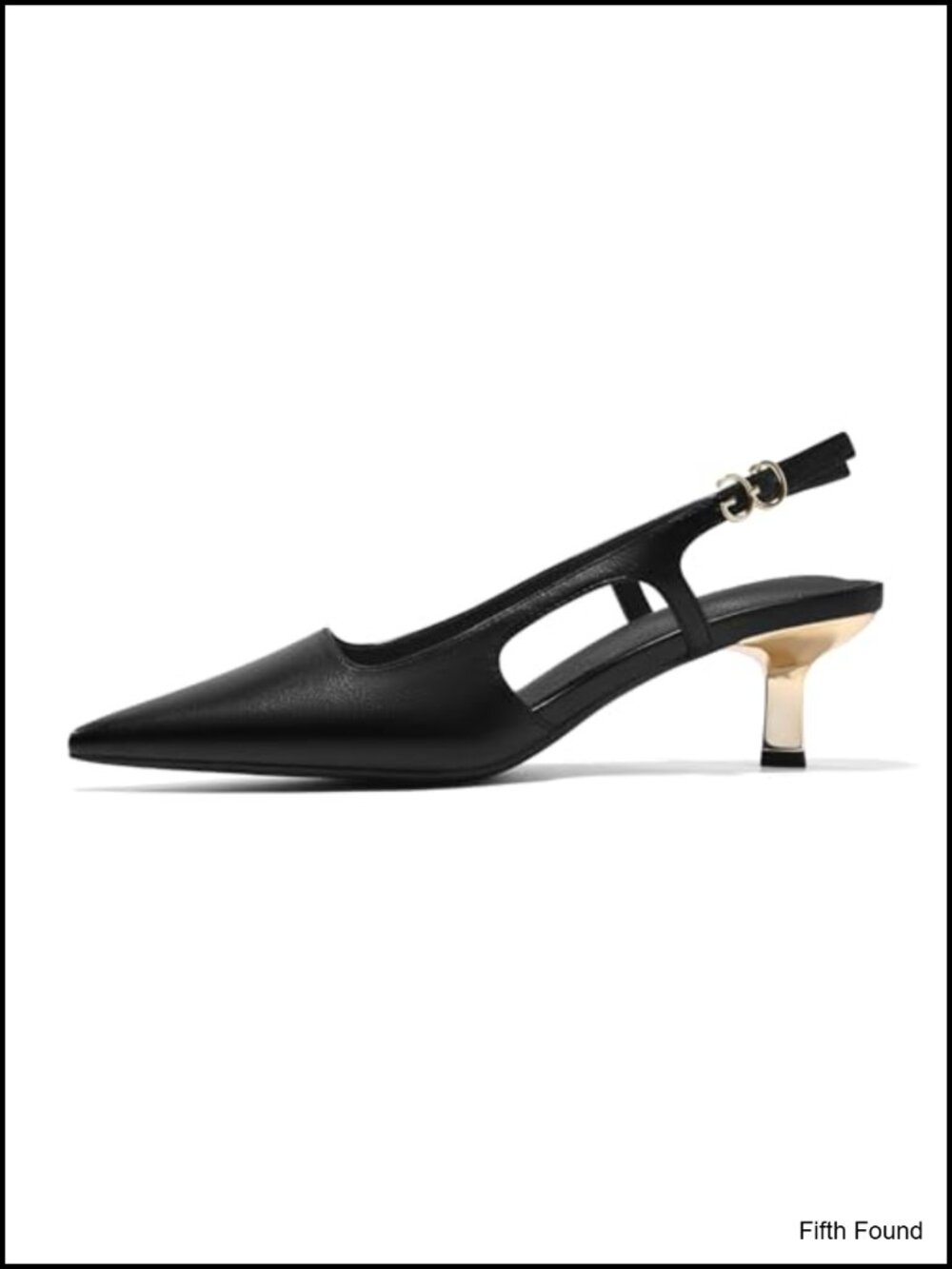 Womens Low Kitten Heels Slingback Pumps Pointed Toe Faux Leather Dress Shoes